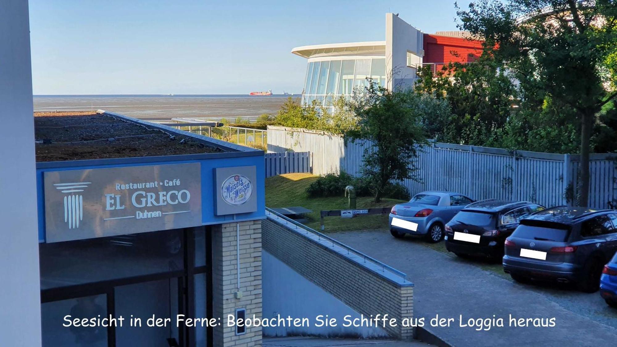 Apartment 103 Im Haus Seehuette Direkt Am Strand In Cuxhaven Duhnen Mit Seesicht In Der Ferne المظهر الخارجي الصورة
